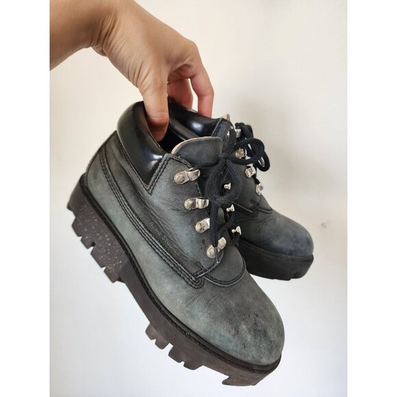 Acne Studios Tinne blue suede lace up hiking booties 36/5.5 - Picture 1 of 8